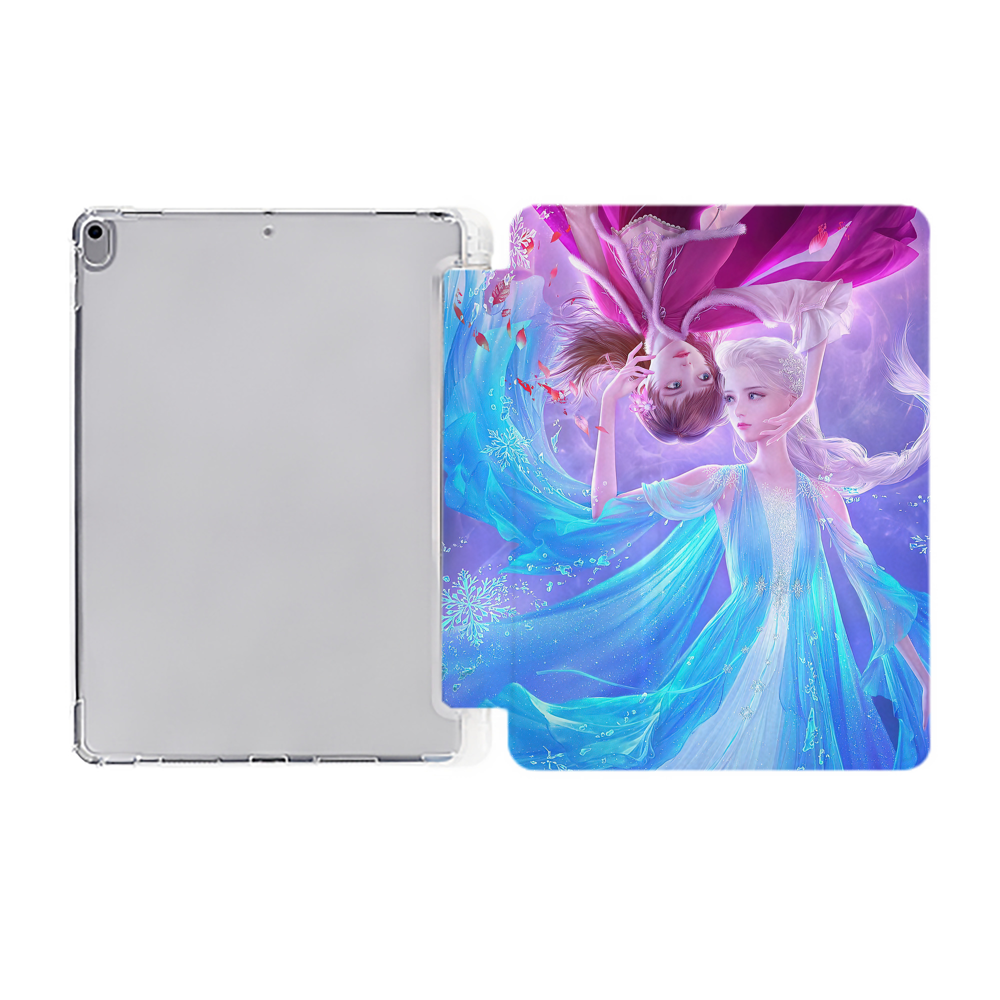 （画像用） アナと雪の女王 アンナ エルサ Frozen Anna Elsa IPad ケース ペン収納付き 三つ折りスタンド PUレザー×シリコン 対応機種9.5/10.5/10.9インチ